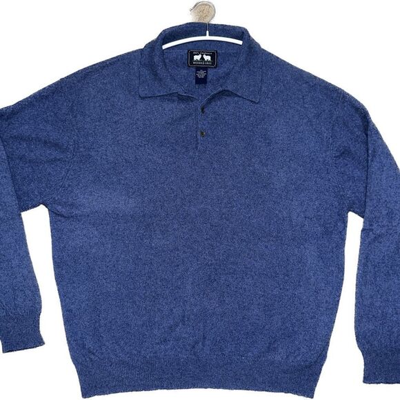 Woods & Gray Blue Cashmere Polo Sweater - Picture 1 of 4